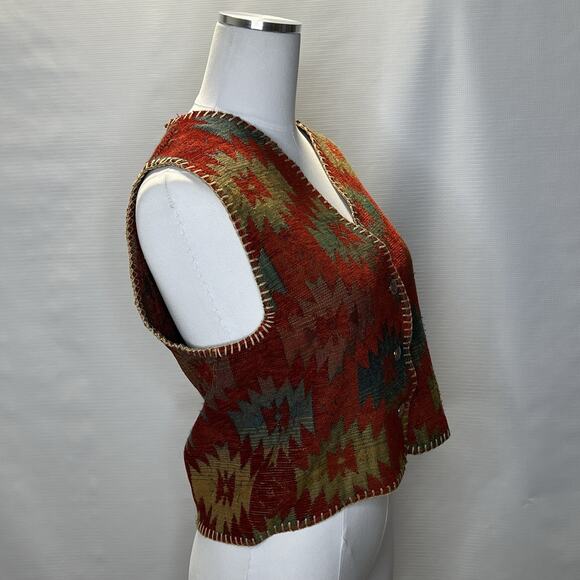 Rhonda Stark Vest Women’s Size Small Southwestern Aztec Tribal Button Front - Picture 3 of 11